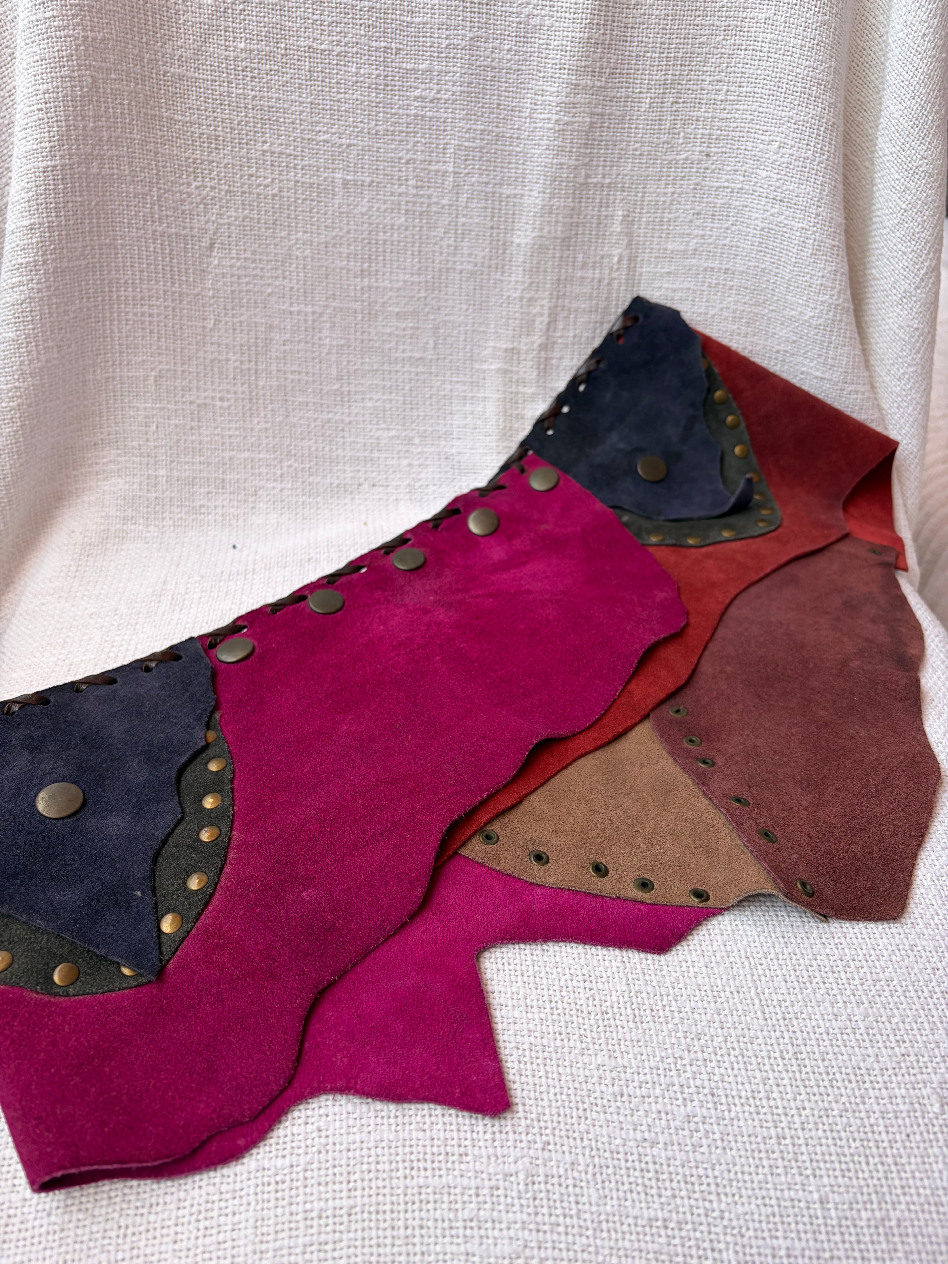 Patchwork suede belt