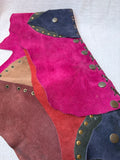 Patchwork suede belt