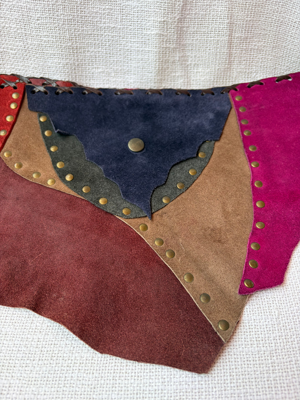 Patchwork suede belt