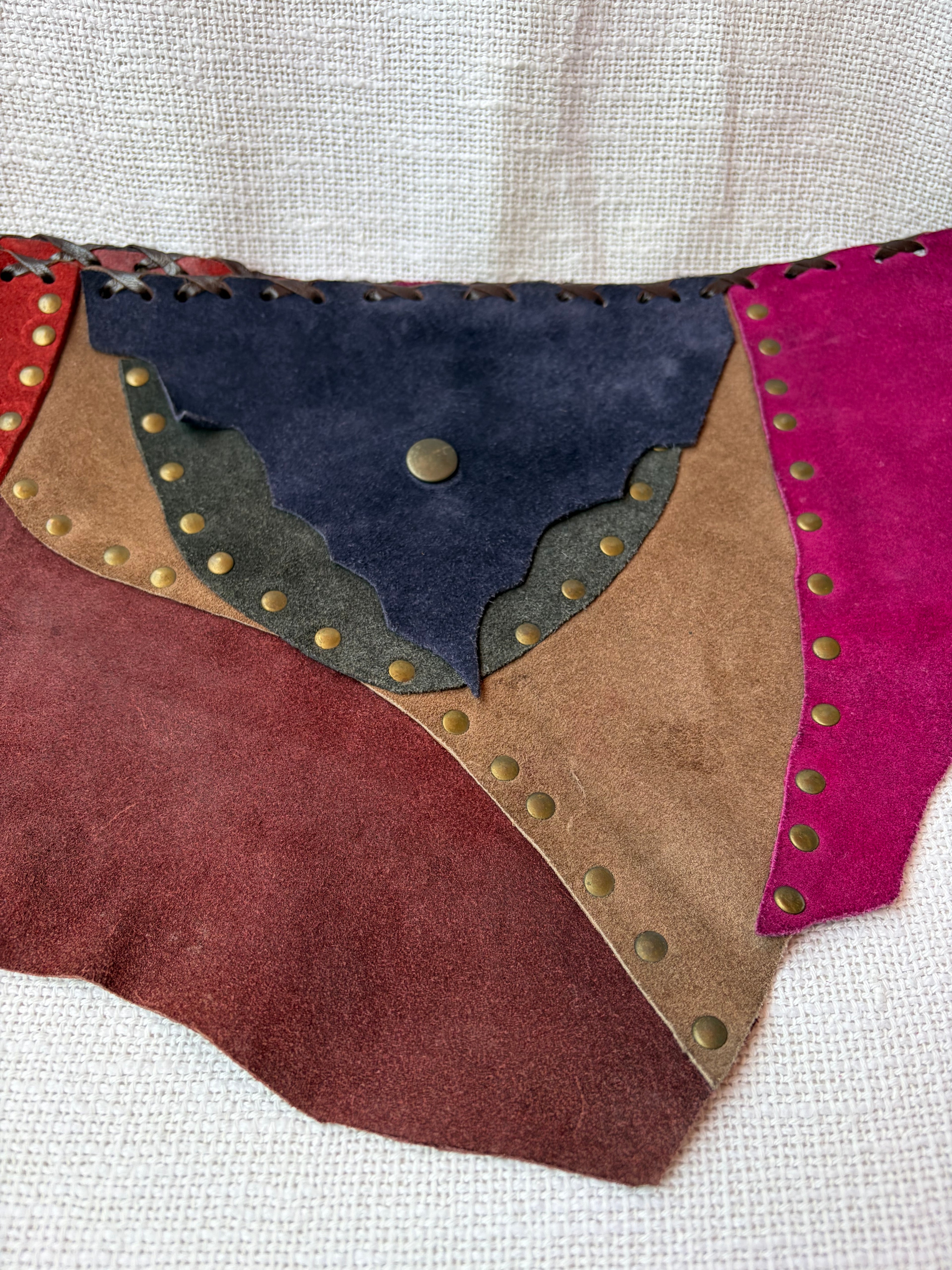 Patchwork suede belt
