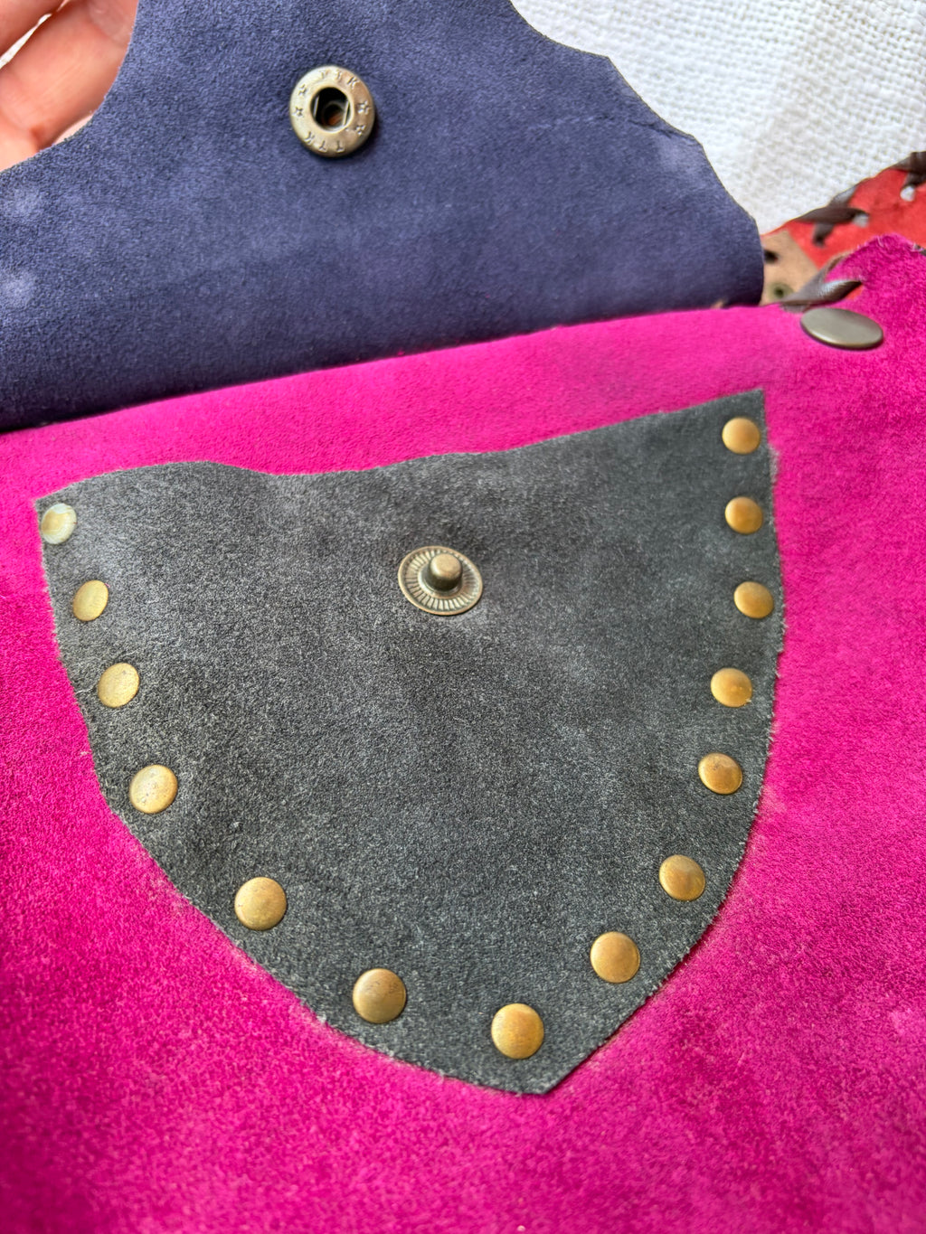 Patchwork suede belt