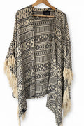 Boho-style knit poncho