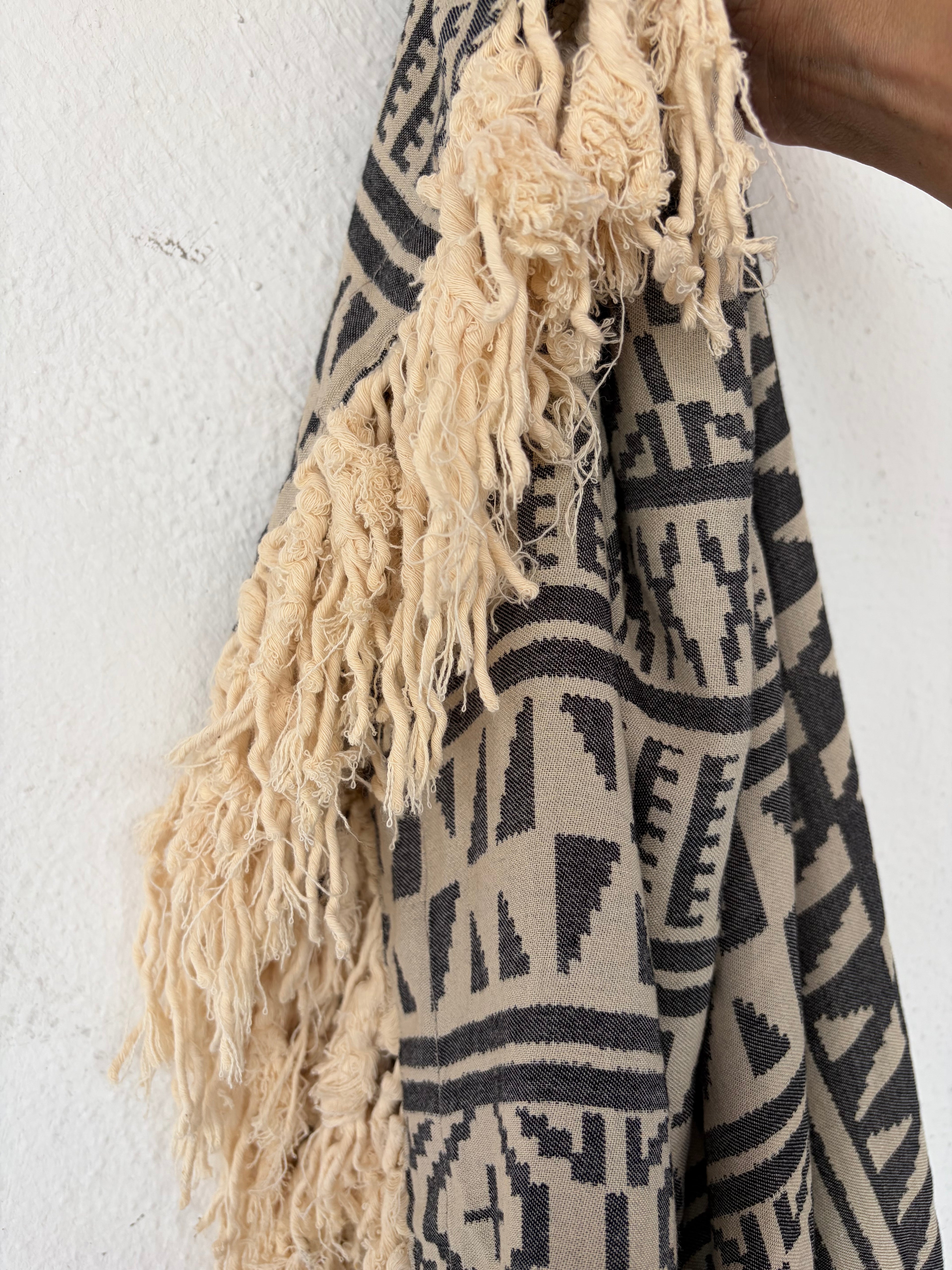 Boho-style knit poncho