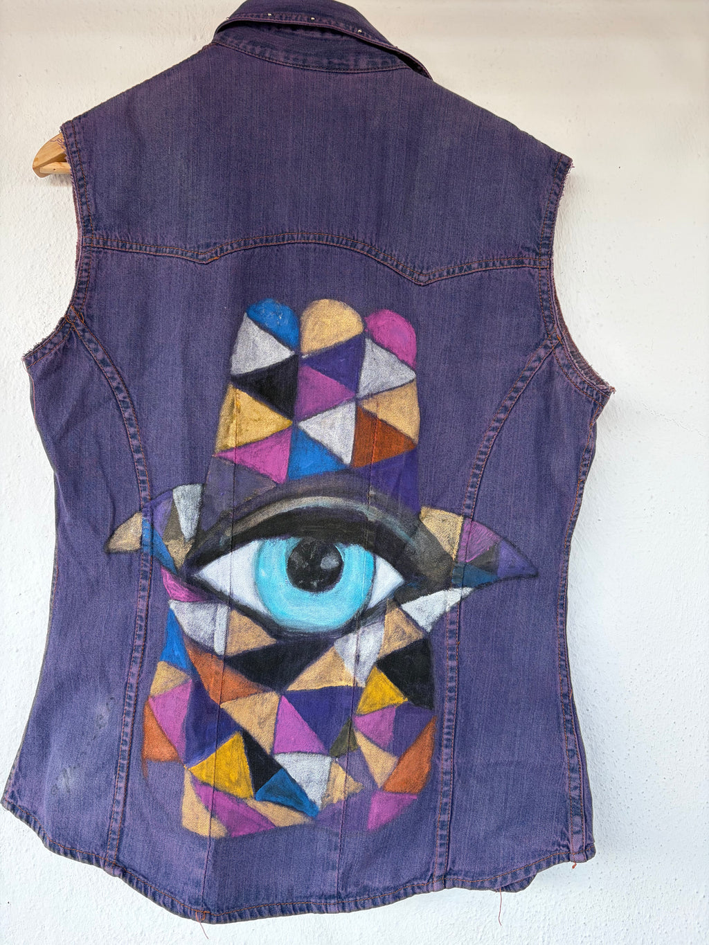 Hand-painted denim vest
