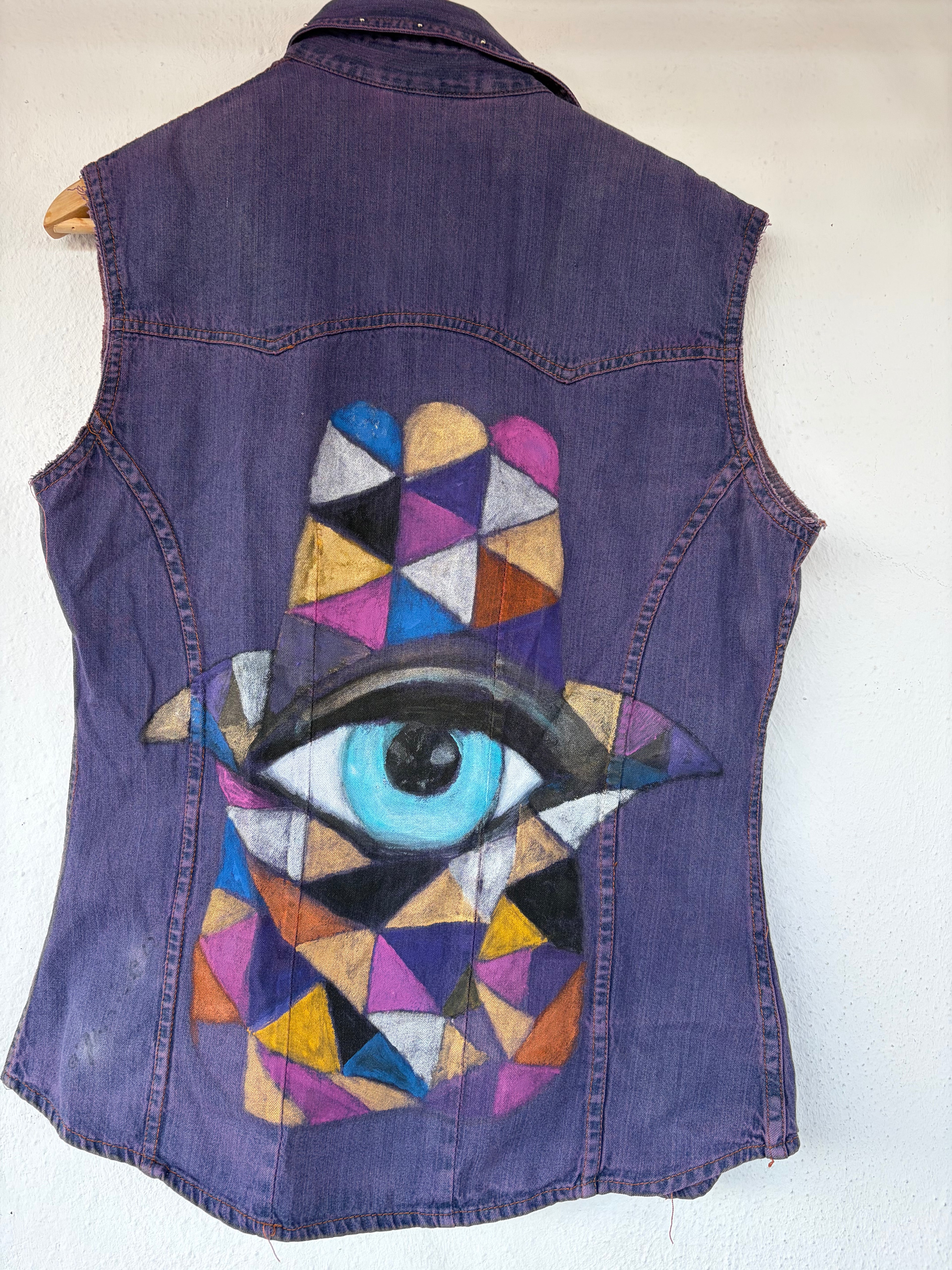 Hand-painted denim vest