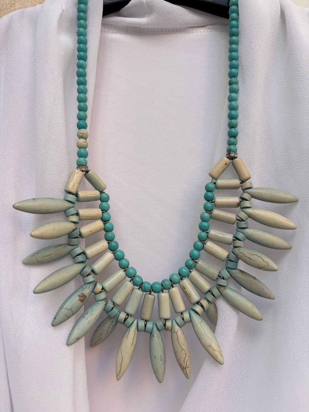 Boho-style spike beaded necklace