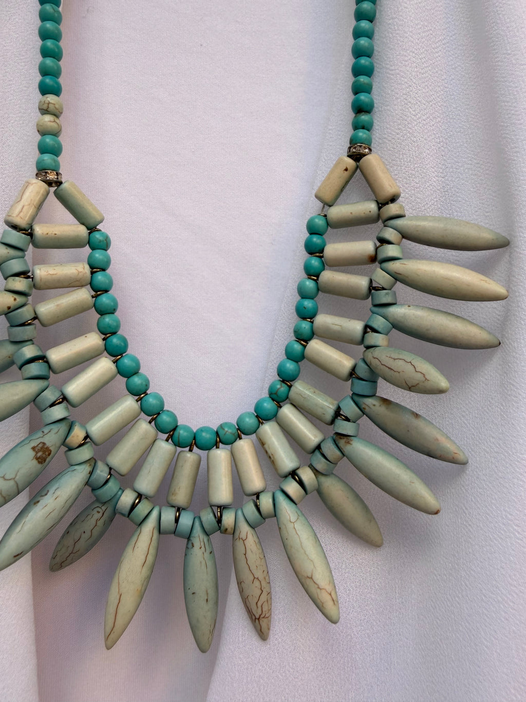 Boho-style spike beaded necklace