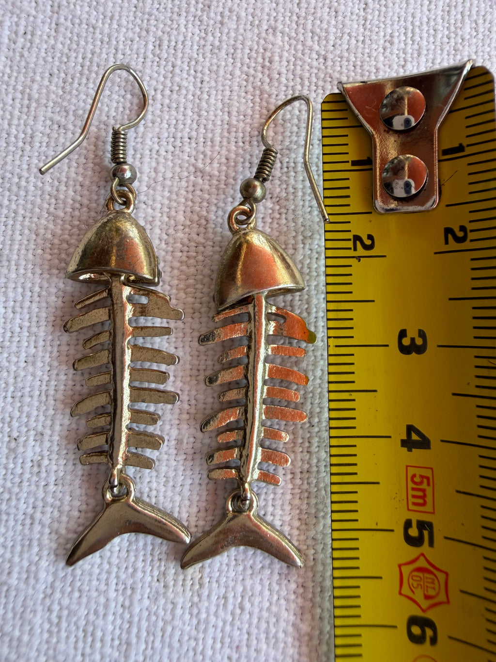 Dangling fish  skeleton earrings