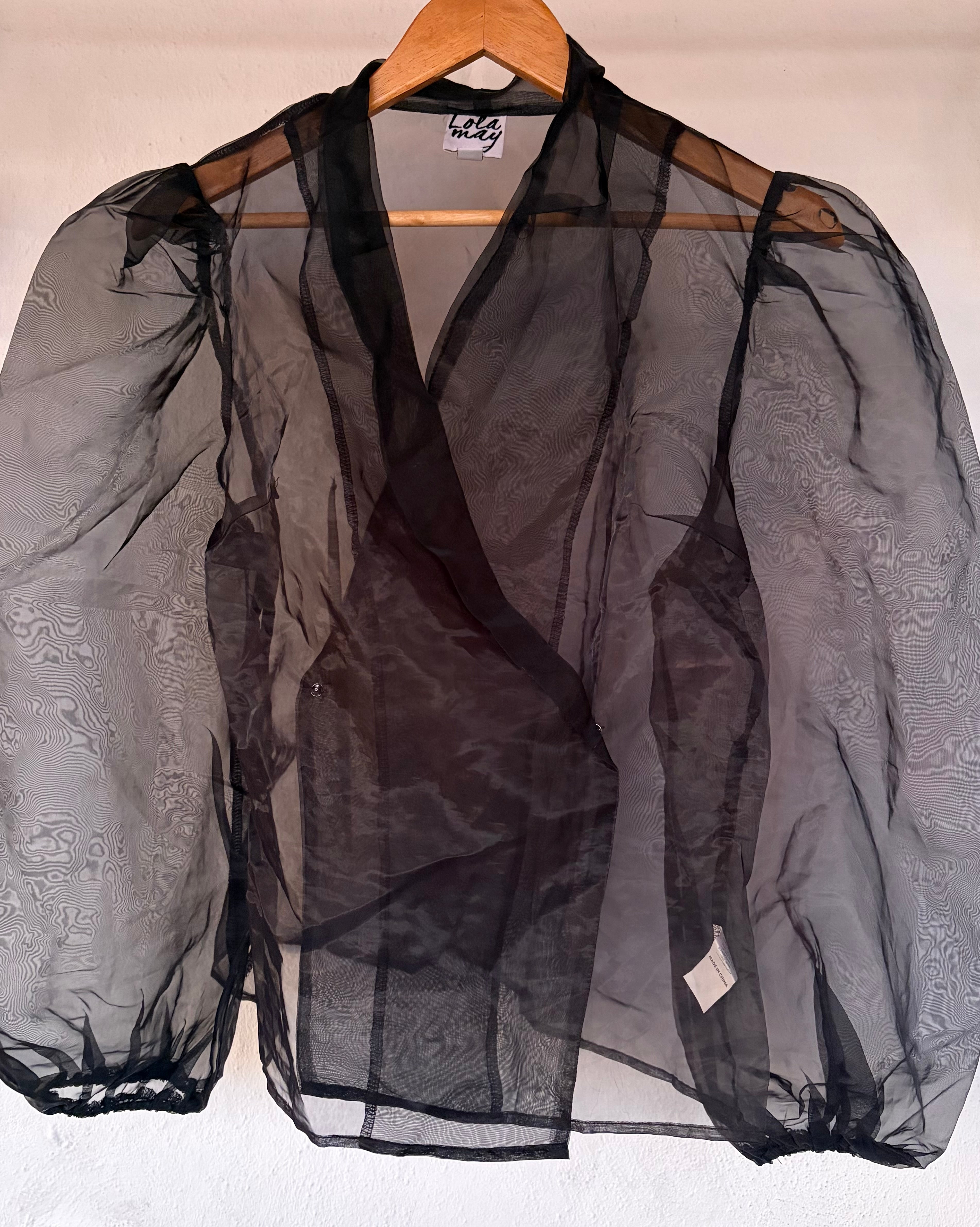 Lola May organza wrap blouse