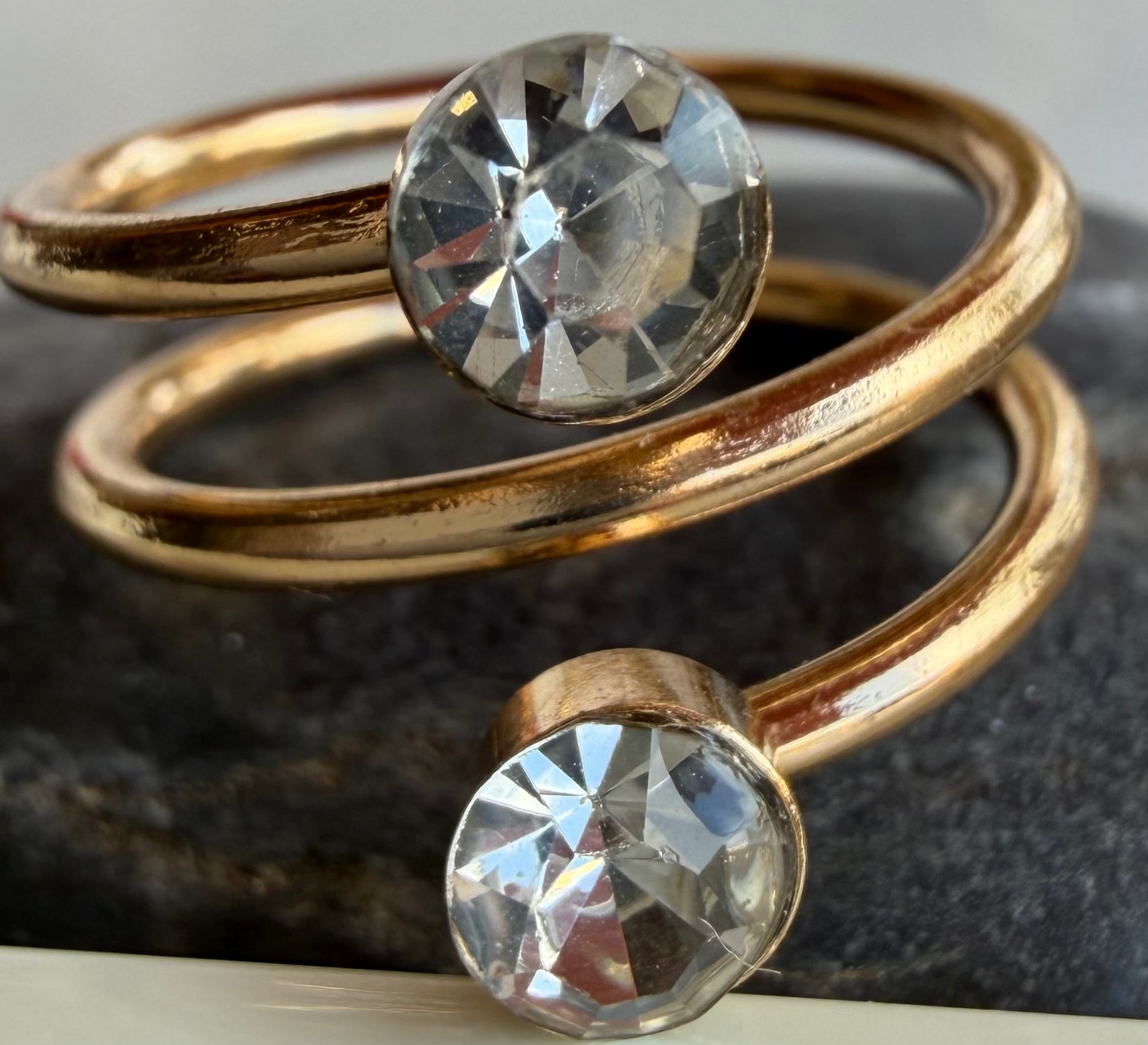 Gold spiral bypass ring