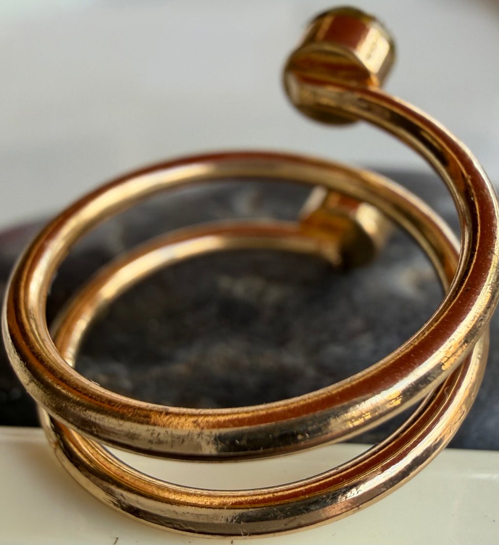 Gold spiral bypass ring