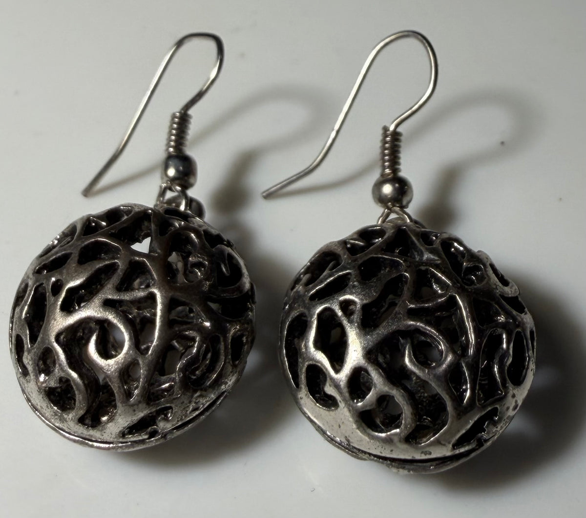 Filigree ball drop earrings