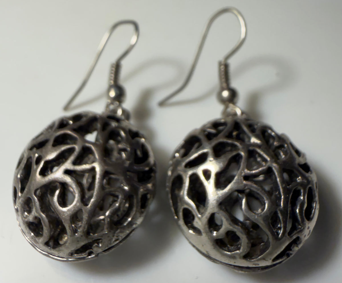 Filigree ball drop earrings