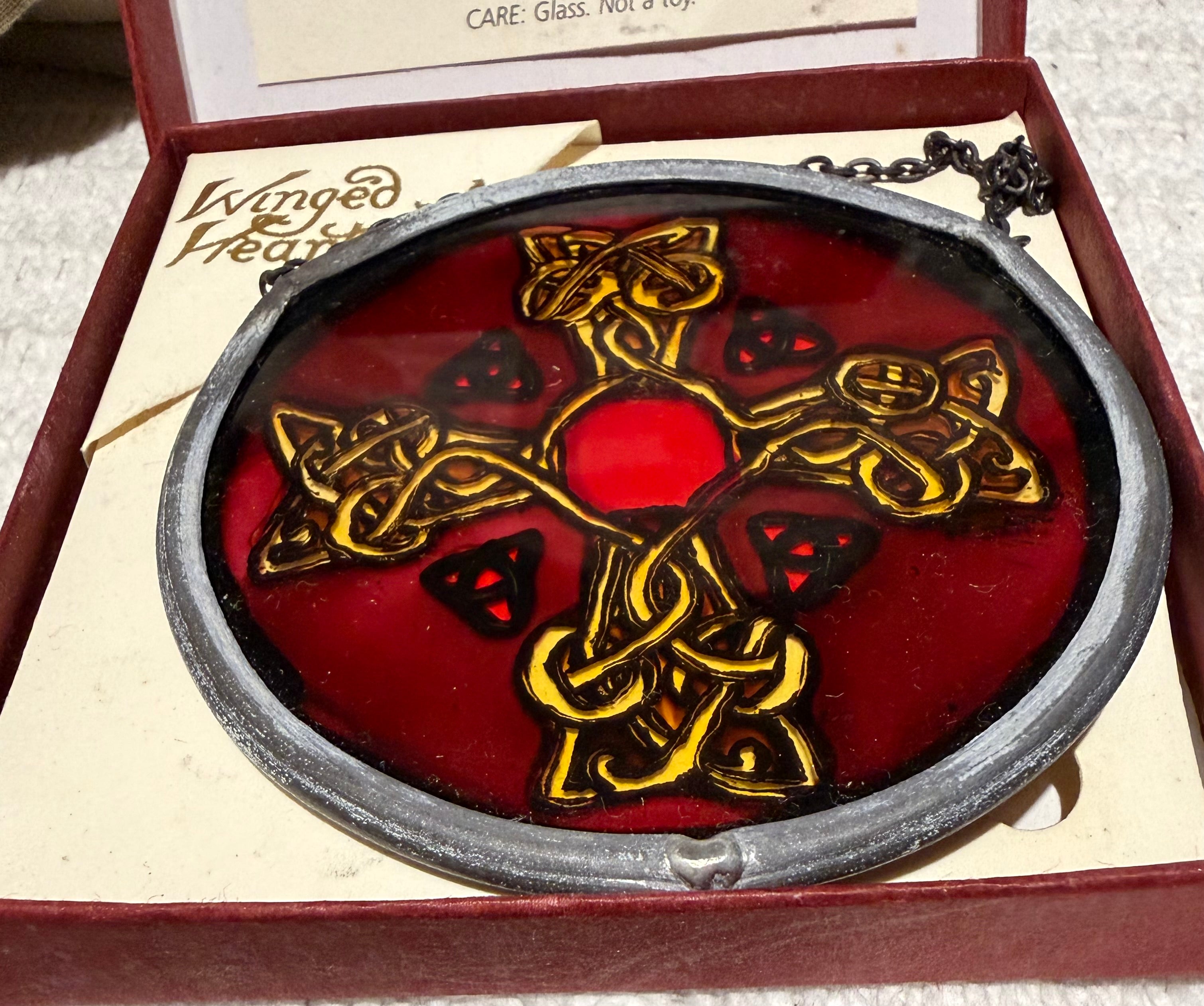 Winged heart stained glass