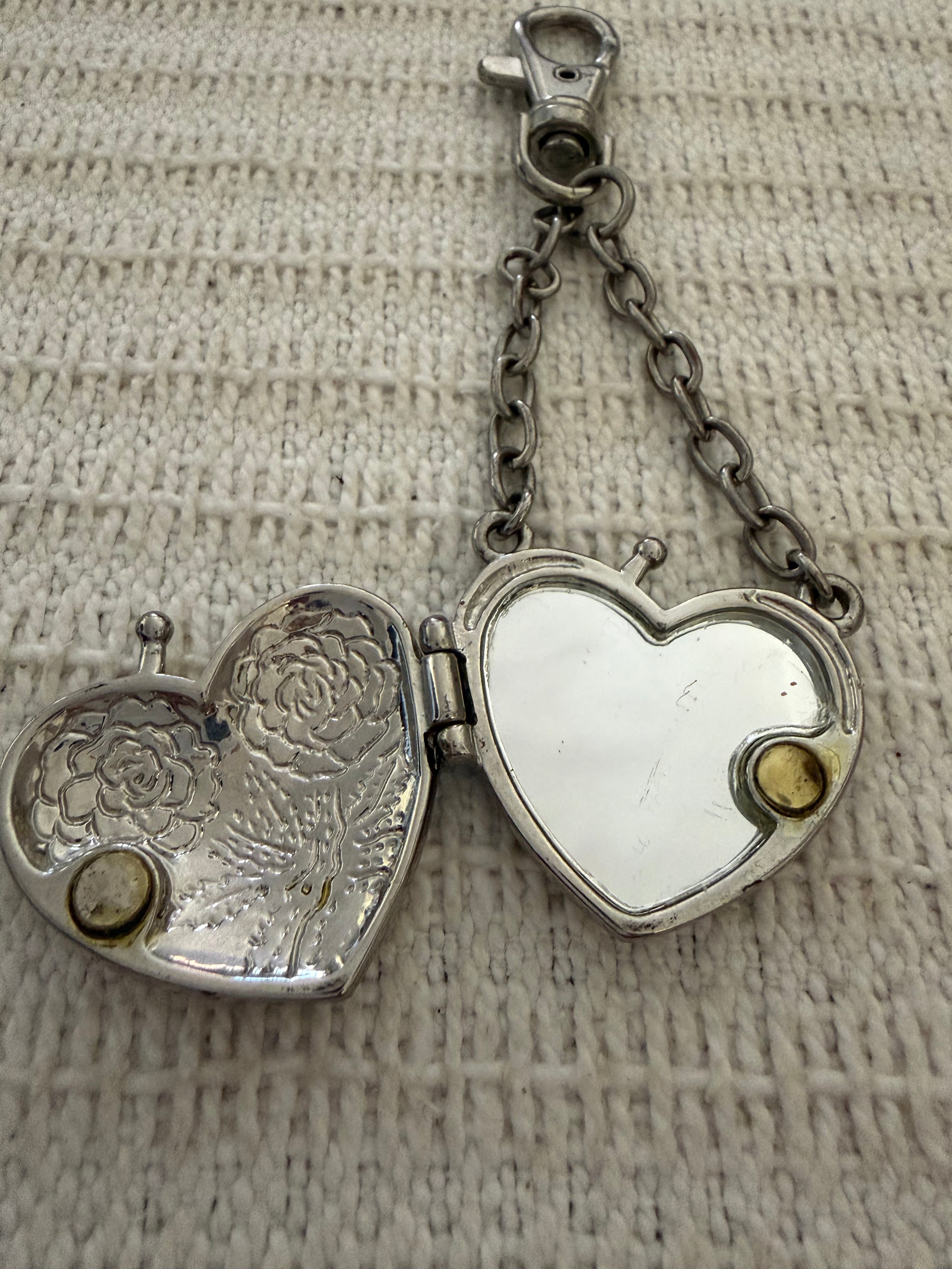 Heart mirror locket key-chain
