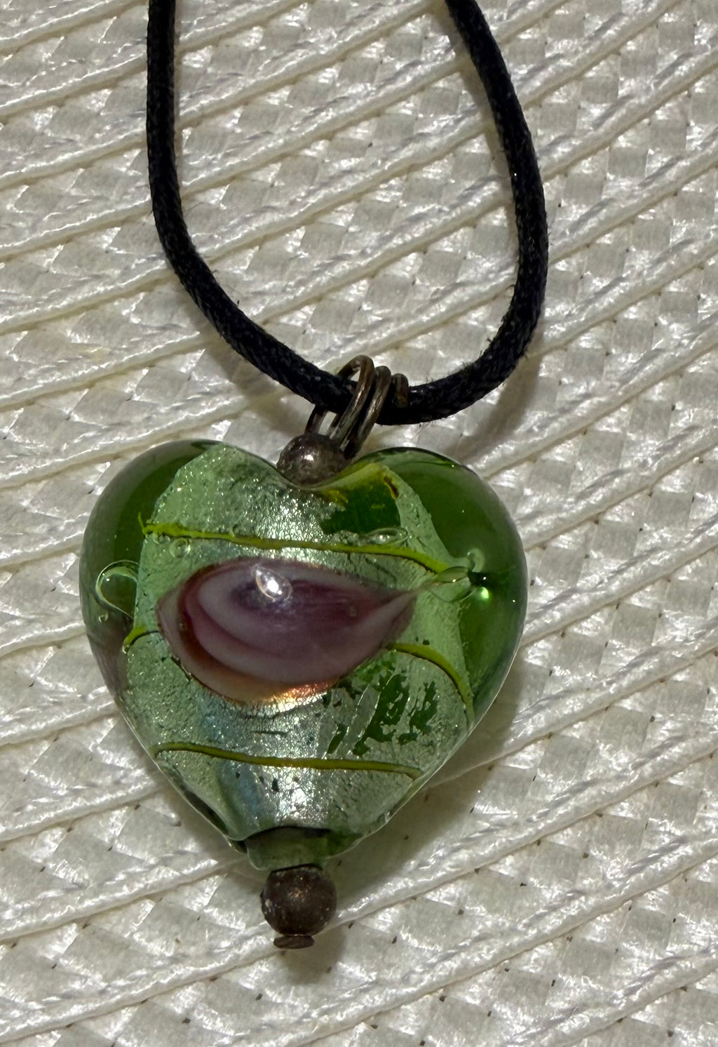 Lampwork glass heart necklace