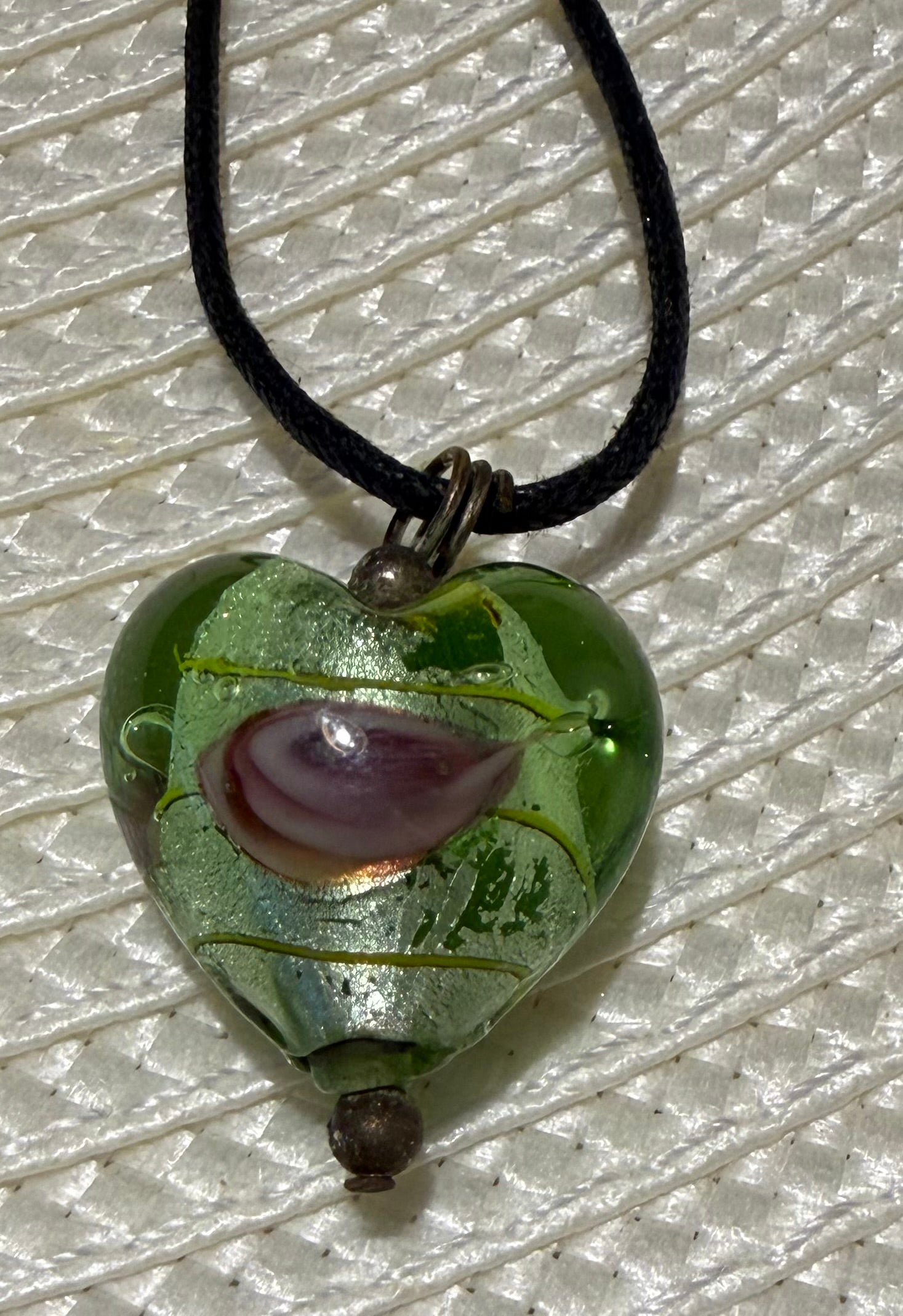 Lampwork glass heart necklace