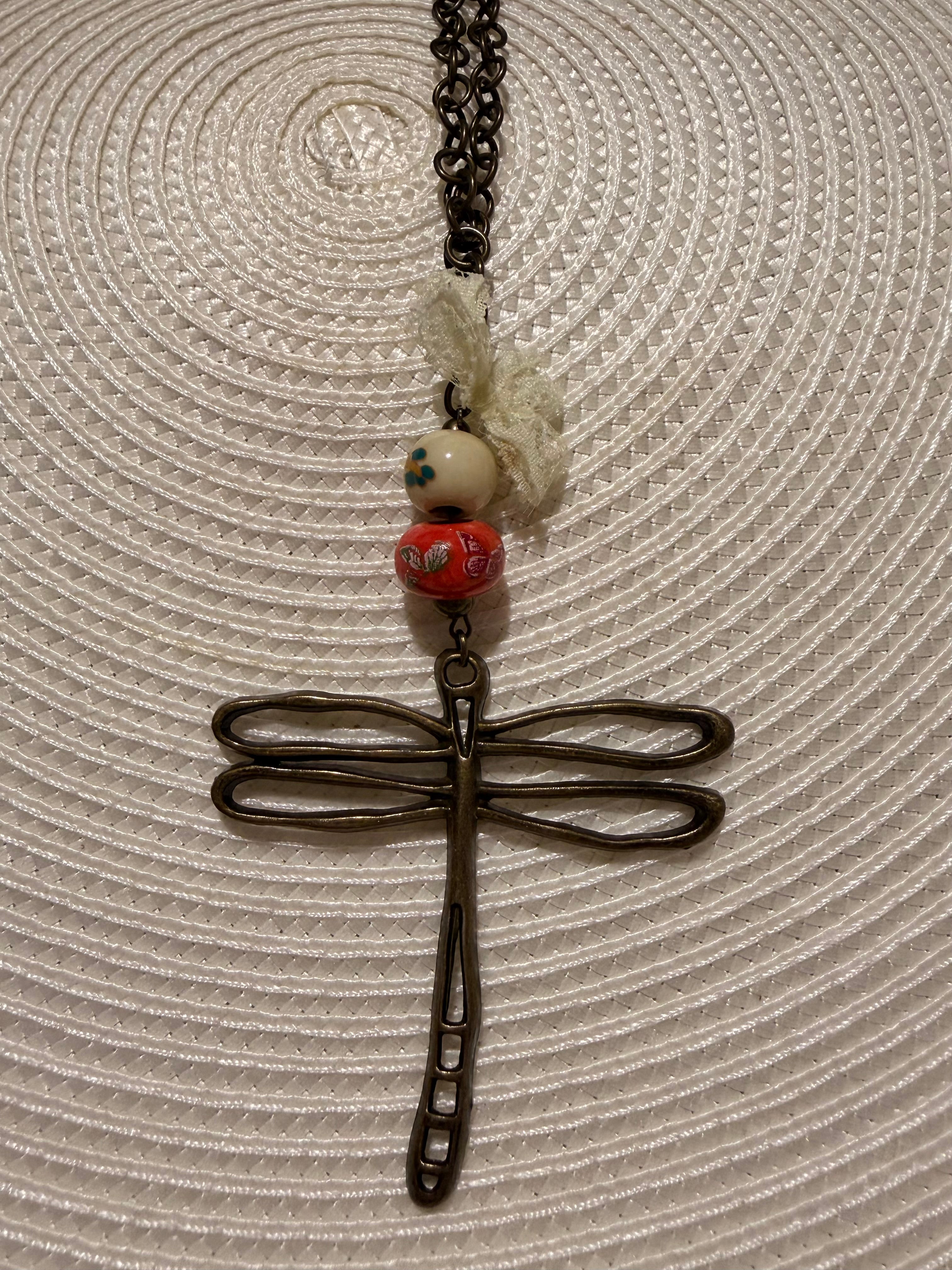 Necklace with dragonfly pendant