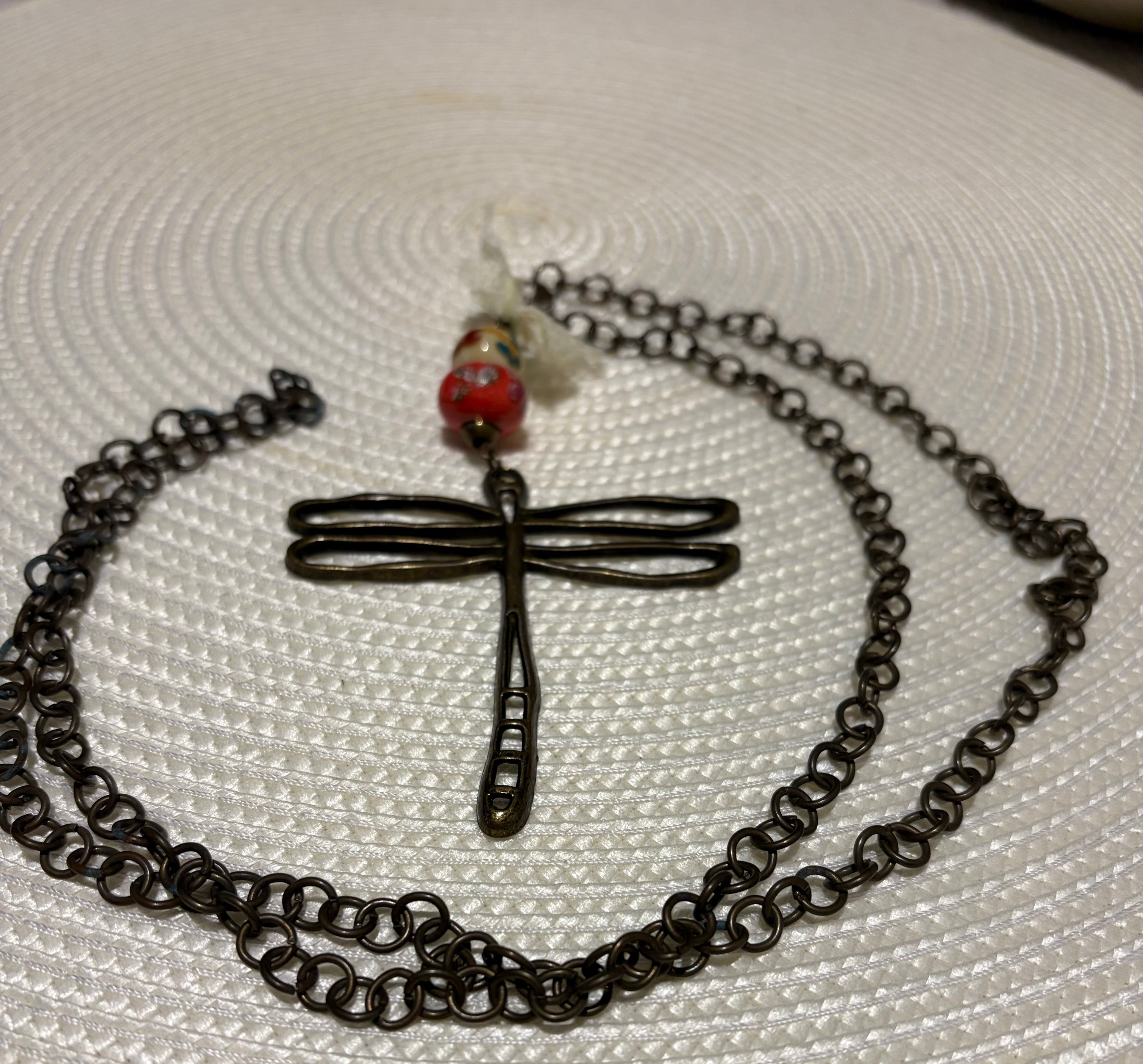 Necklace with dragonfly pendant